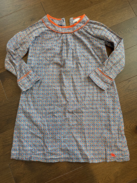 bleu comme gris Other - Bleu Comme Gris Girls Long Sleeve Dress with Orange Trim Size 8 - C36-023
